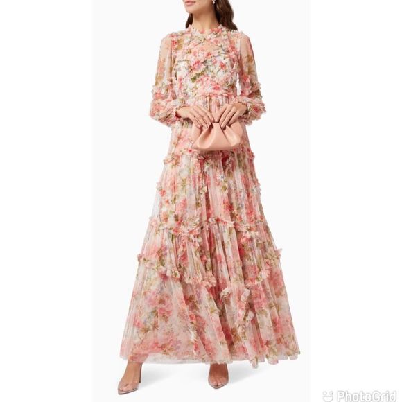 Needle & Thread Dresses & Skirts - NEW Needle and Thread Summer Song Diamond Ruffle Gown Moonshine Pink 10